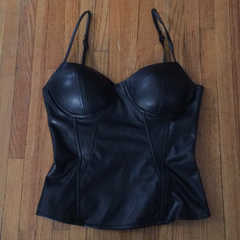 Charlotte Russe black leather bustier top